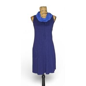 Kuhl Vega Blue Sleeveless Reversible Cowl Neck Knee Length Dress Pocket Womens L
